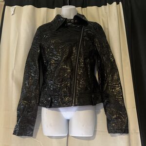BKE Faux Leather Buckle Jacket Size Medium M Moto Zippers Lined Motorcycle